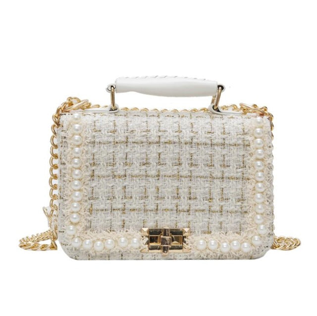 Winter Wool Pearl Square Bag - Elsouqs