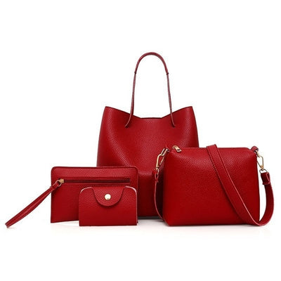 Women Leather Shoulder Messenger Crossbody Bag Set - Elsouqs