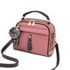 Leather Women Messenger Bag With Ball Toy Keychain - Elsouqs