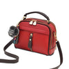 Leather Women Messenger Bag With Ball Toy Keychain - Elsouqs