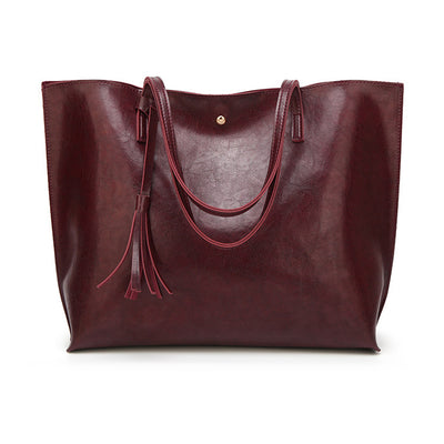 Women's Large Leather Tote, Classic Bag - Elsouqs