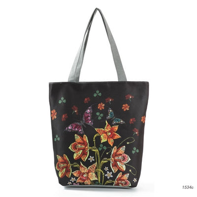 Flower & Butterfly Print Women Shoulder Bag - Elsouqs