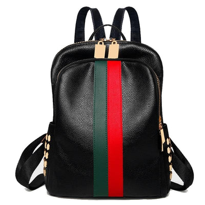 Luxury Famous Women Leather Backpack, Tricolor - Elsouqs
