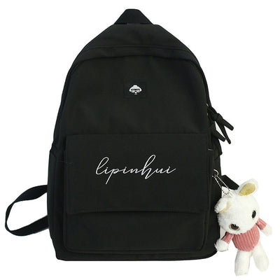 Waterproof Nylon Bag With Embroidery & Doll Keychain - Elsouqs