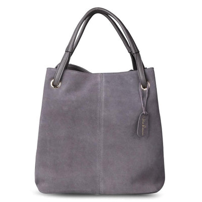Real Split Suede Leather Tote Bag - Elsouqs