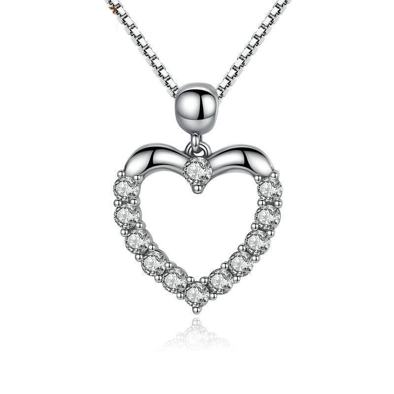 Silver Heart Shape Pendant Necklace - Elsouqs