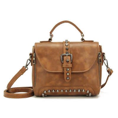 Vintage Rivet Small Leather Shoulder Bags - Elsouqs